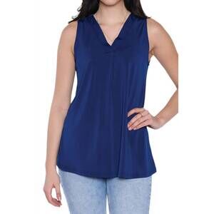 NEW PAPA FASHIONS sleeveless v-neck loose fit top in navy